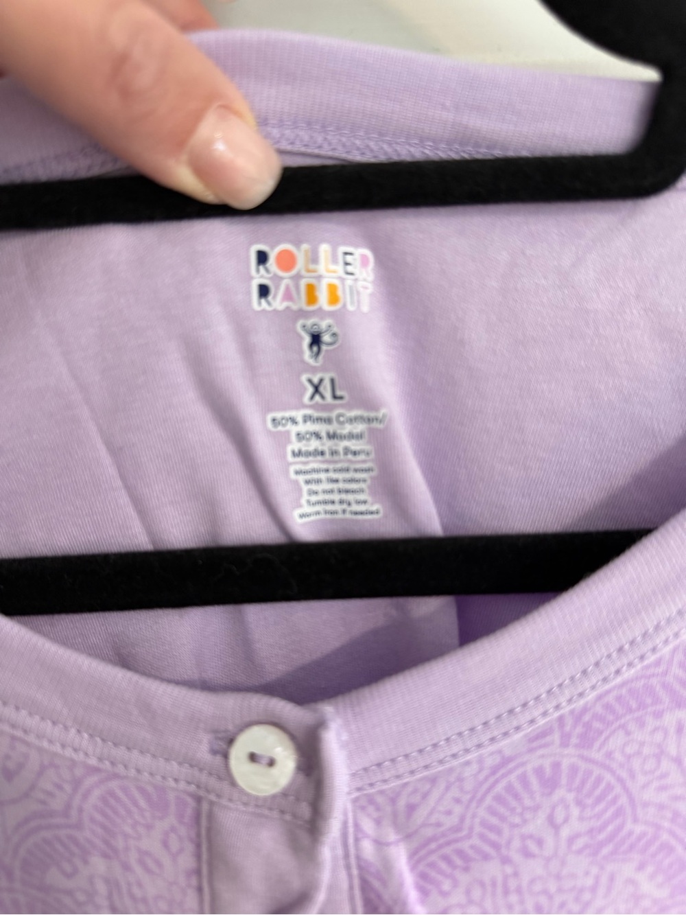 Roller Rabbit Lavender Button-Front Pajama Top - Picture 3 of 3